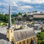 Panorama of Luxemburg (Balcony of Europe, Neumunster Abbey). Luxembourg. Luxembourg.